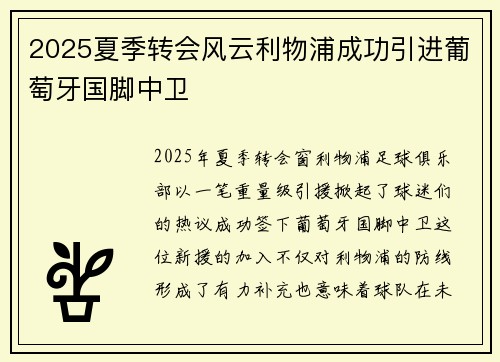 2025夏季转会风云利物浦成功引进葡萄牙国脚中卫